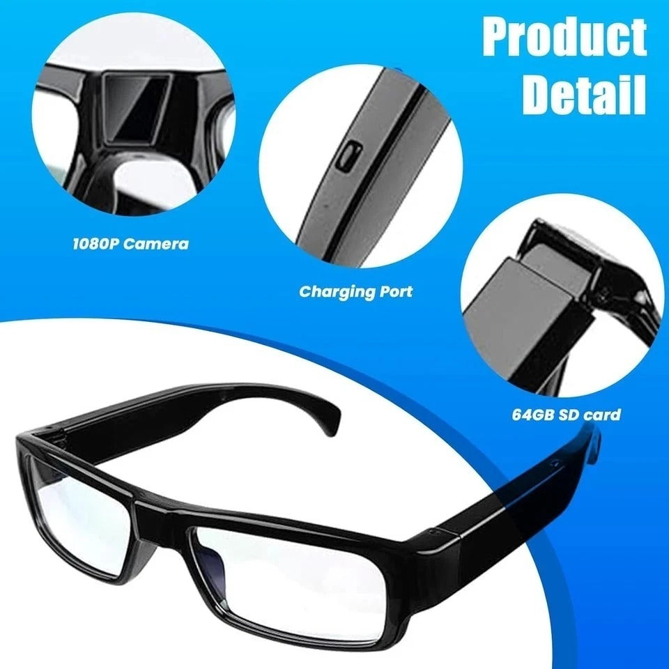 Camera Glasses Video Glasses HD with 64GB Memory Card Recording Glasses Smart Gl
