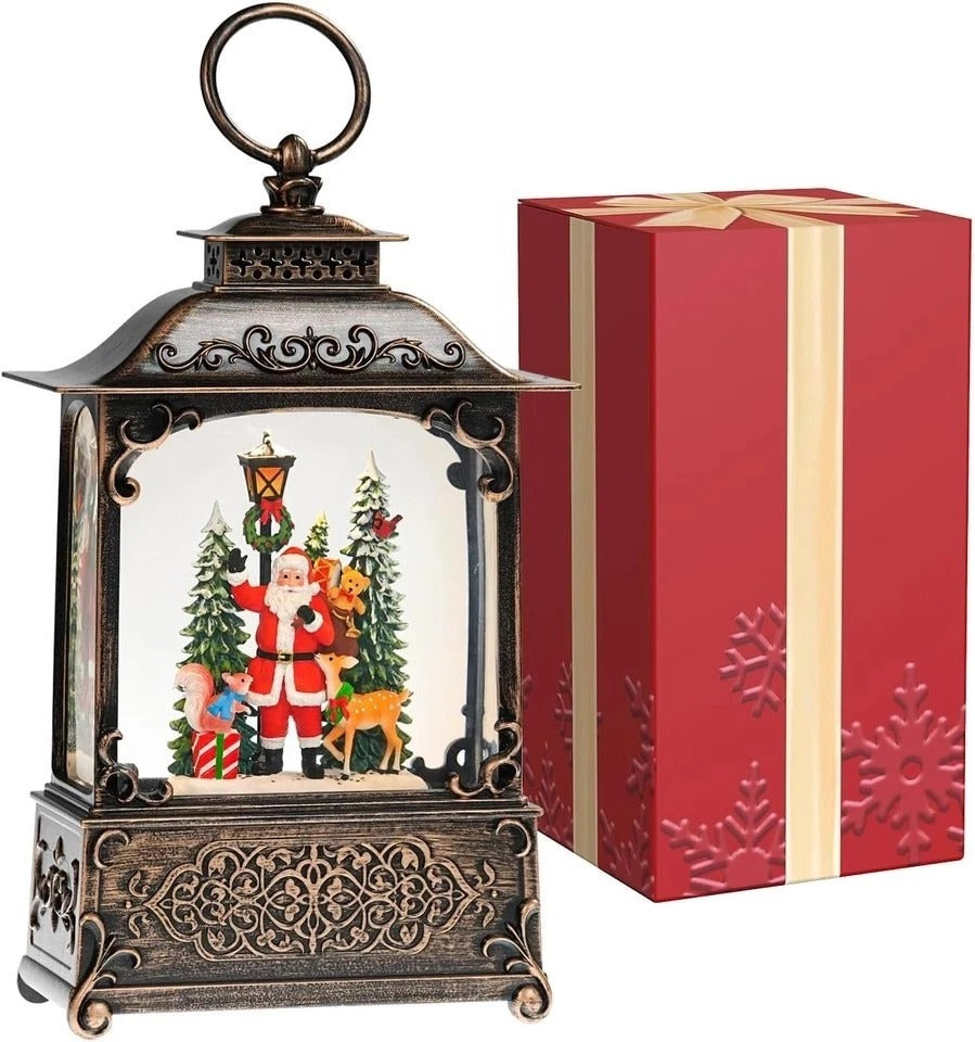 Snow Globe with Santa Claus Reindeer, Light up Christmas Snow Globes with Music
