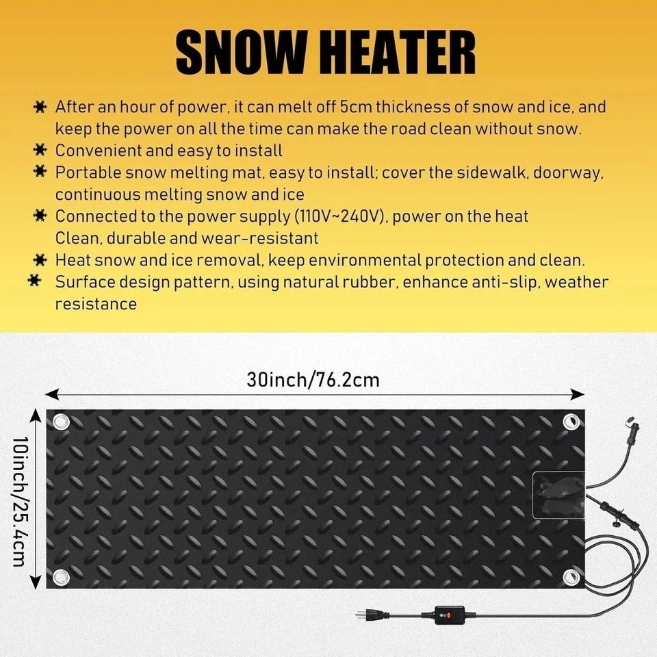 Timgle 3 Pcs Snow Melting Walkway Mat, 10" x 30" Non Slip Rubber Heated Mat with