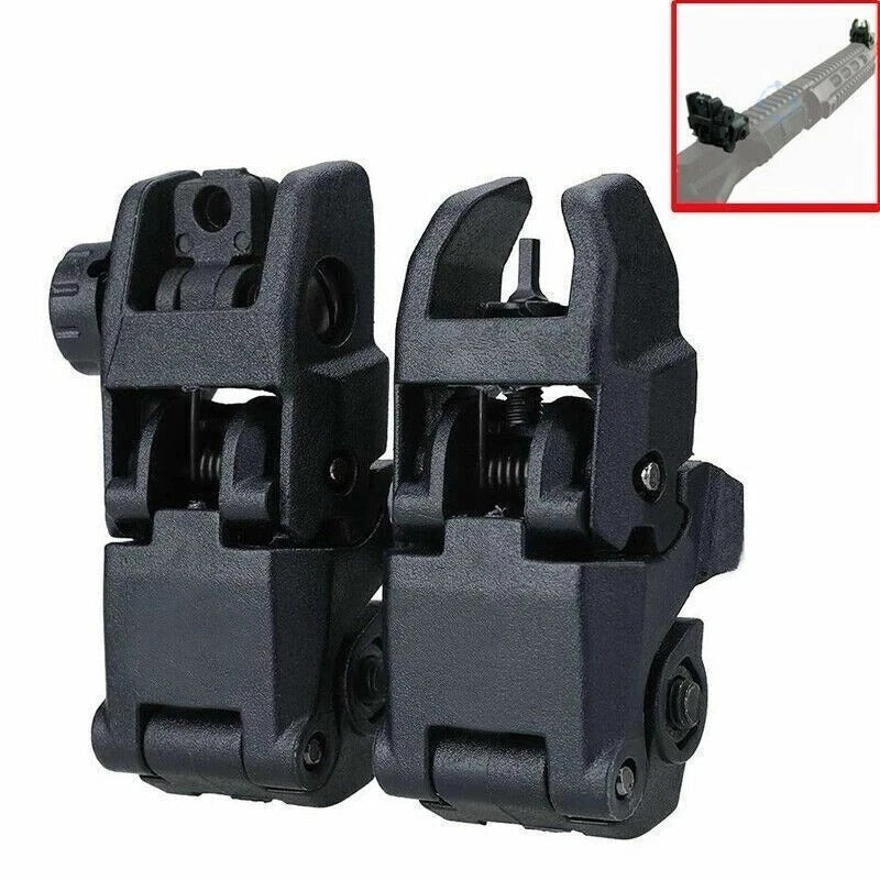 Folding Flip Up Iron Sight Back Up Sights Set 20MM Front Rear Picatinny Rails US