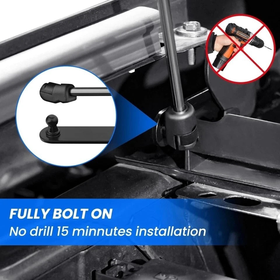 Hood Struts for Ford Ranger 2024+, No-Drill Gas Lift Support Shocks Kit