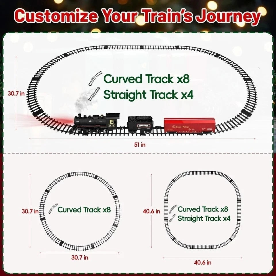 Electric Train Set with Smoke, Lights & Sound for under Christmas Tree - Steam L