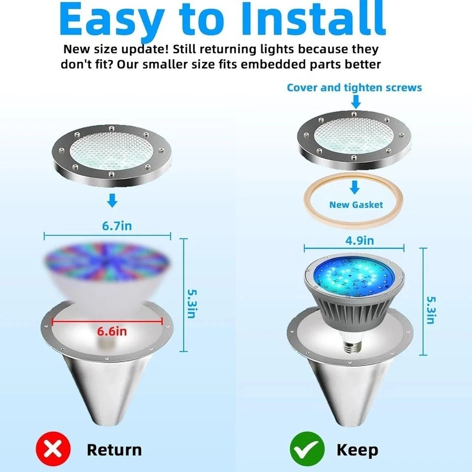 Color LED Pool Lights for Inground Pool, 120V 40W RGBW Pool Light Bulb for Ingro