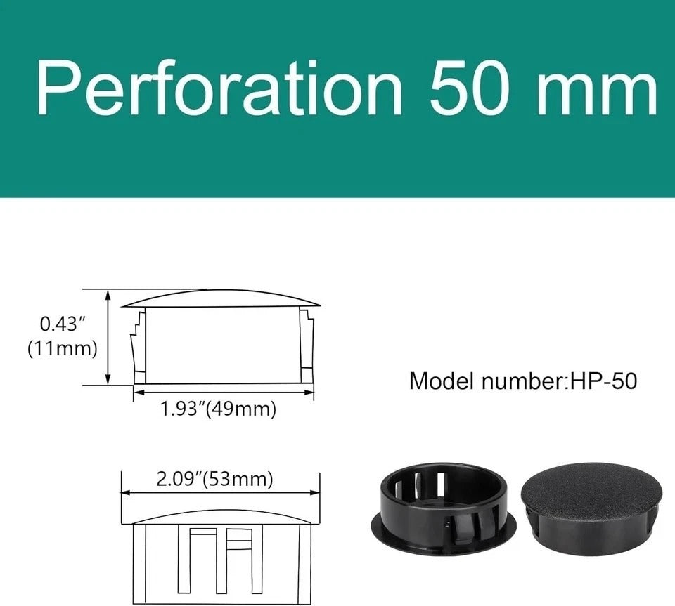 Heavy-Duty 2" Plastic Black Hole Plugs - Snap-in Panel Covers for Versatile Use