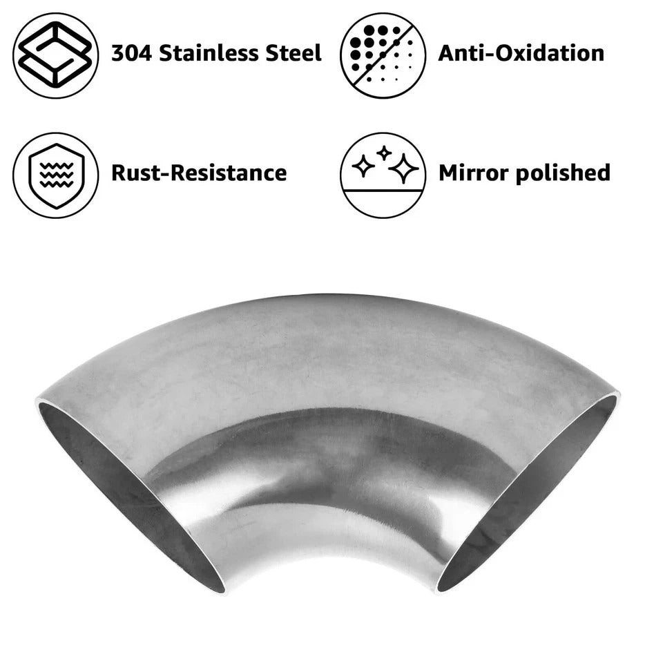 8 Pack 2.5 Inch 304 Stainless Steel Exhaust Elbow Pipe 90° Mandrel Bend Elbow...