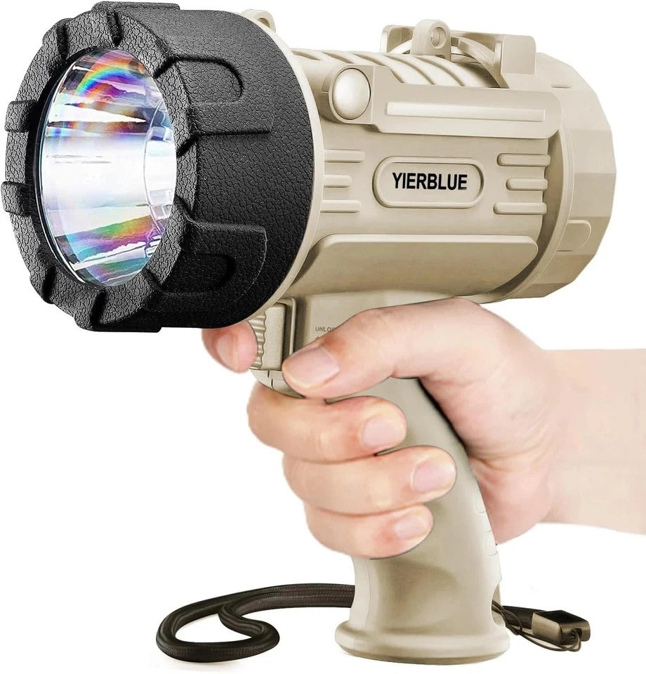 Rechargeable Spotlight Flashlight with 1000,000 Lumen LED, IP67 Waterproof Long