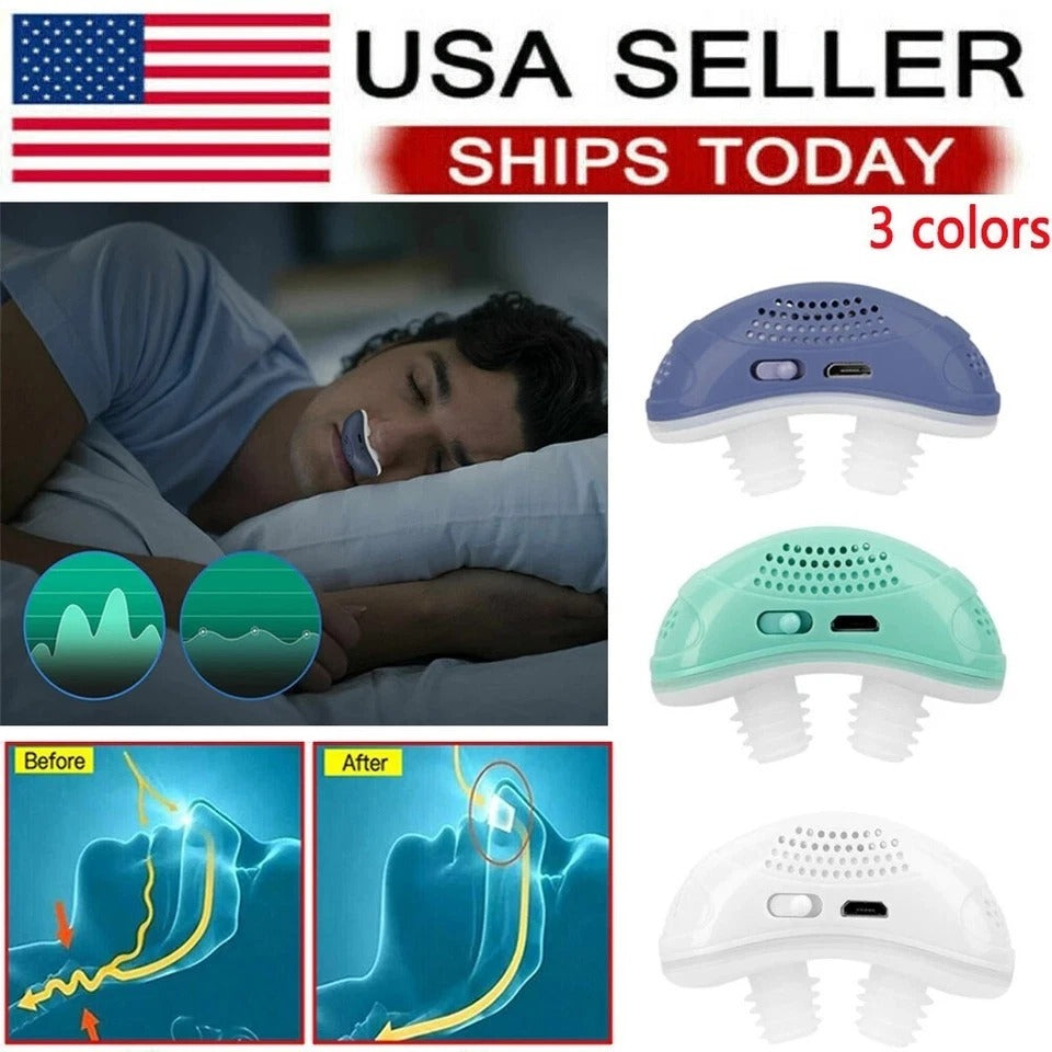 Stop Snore Aid Stopper Micro Electric Noise Anti Snoring Device Sleep Apnea Blue
