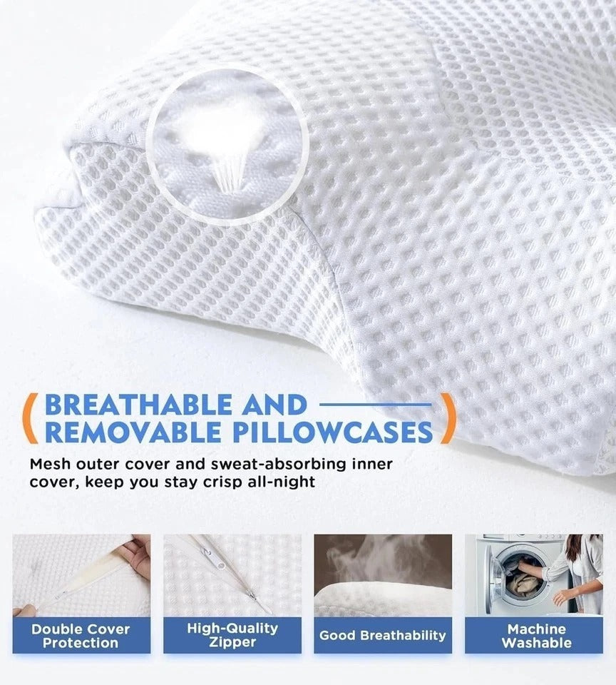 Cervical Pillow for Neck Pain Relief, Adjustable Memory Foam Support