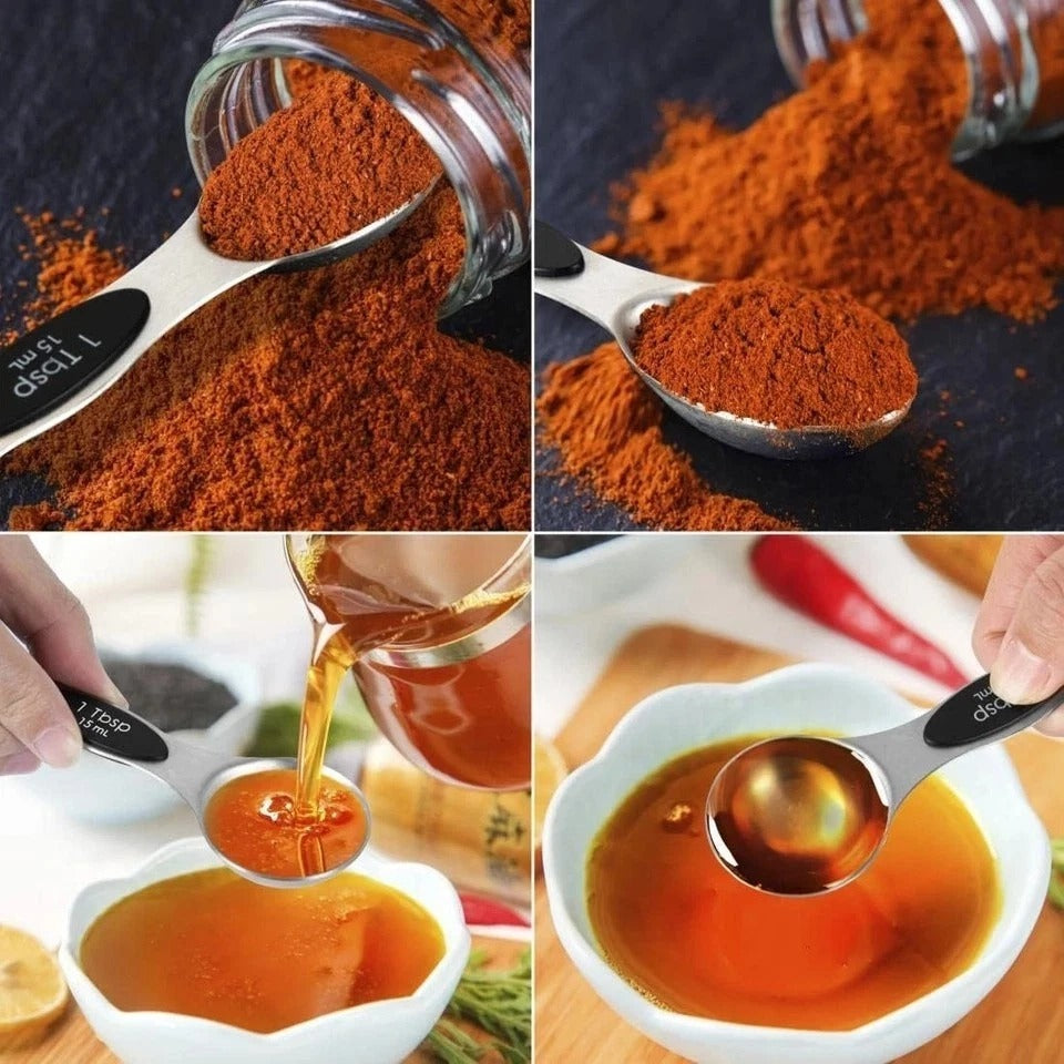 16 Pieces Measuring Cups and Magnetic Measuring Spoons Set Stainless Steel,8 Mea