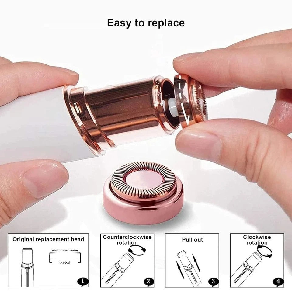 Facial Hair Remover Replacement Heads, 4 Pack, Gold Plated