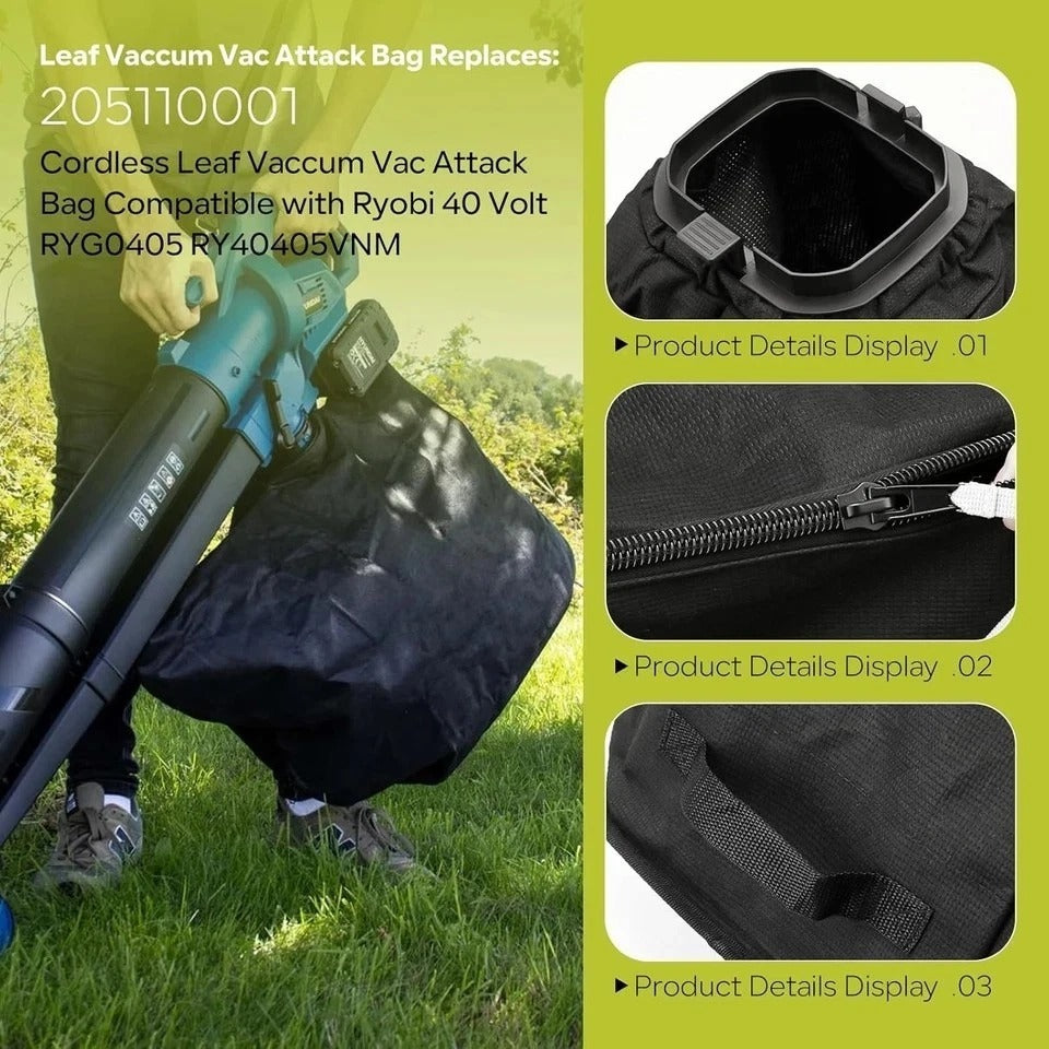 Leaf Bag Replacement Part # 205110001 Compatible with Ryobi 40V Vac Attack Leaf