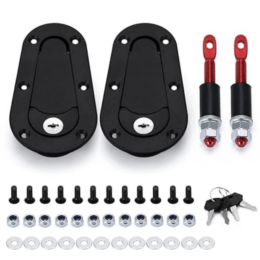 Universal Racing Car Flush Hood Latch & Pin Kit - Engine Bonnet Lock Kit -