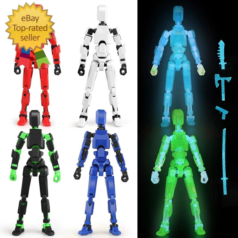 Luminous T13 Action Figure Set, 6PCS Robot Action Figure Titan 13 3D Printed Toy