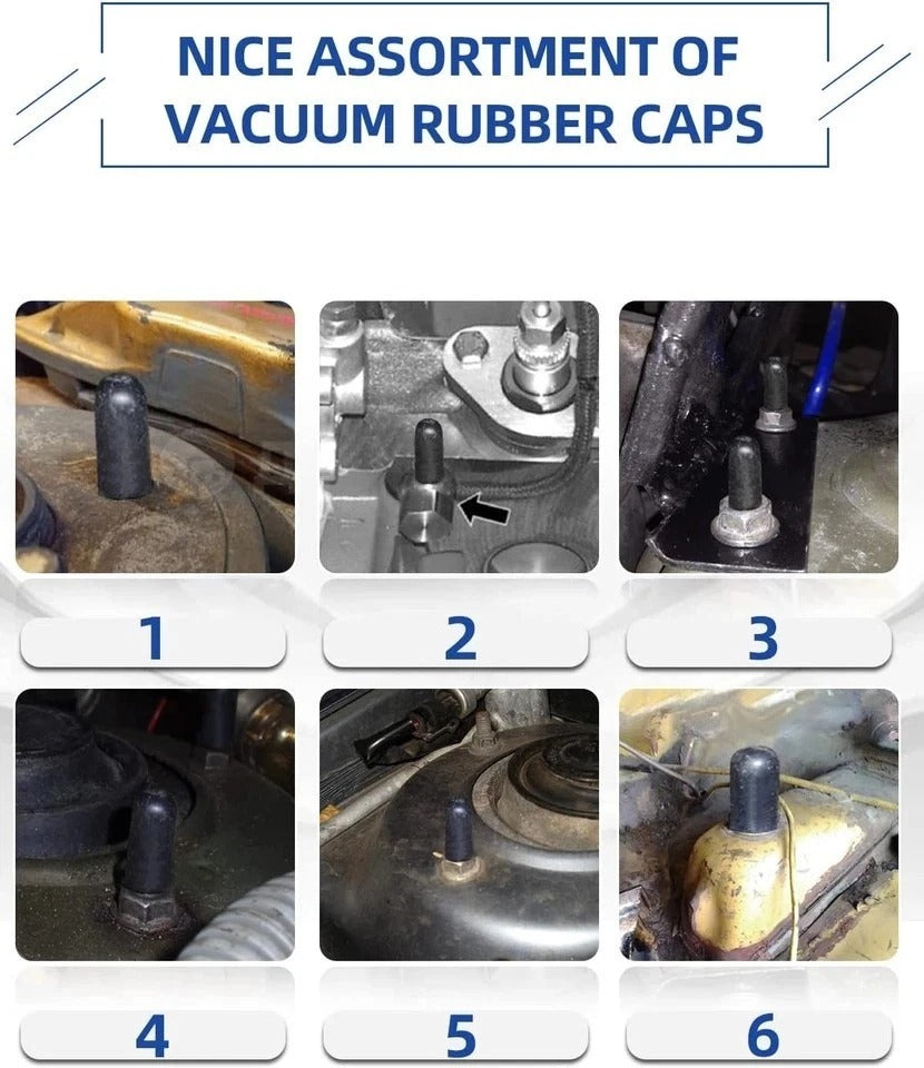 Vacuum Caps Rubber Plug Kit - 202 PCS 8 Size Assorted Vacuum Plugs Hose End Caps