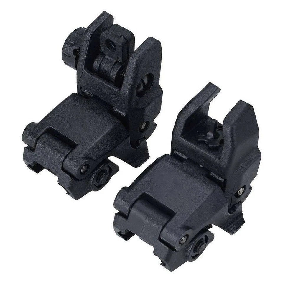 Tactical Folding Back Up Iron Sight Flip Up Front Rear Sights Set Picatinny Rail