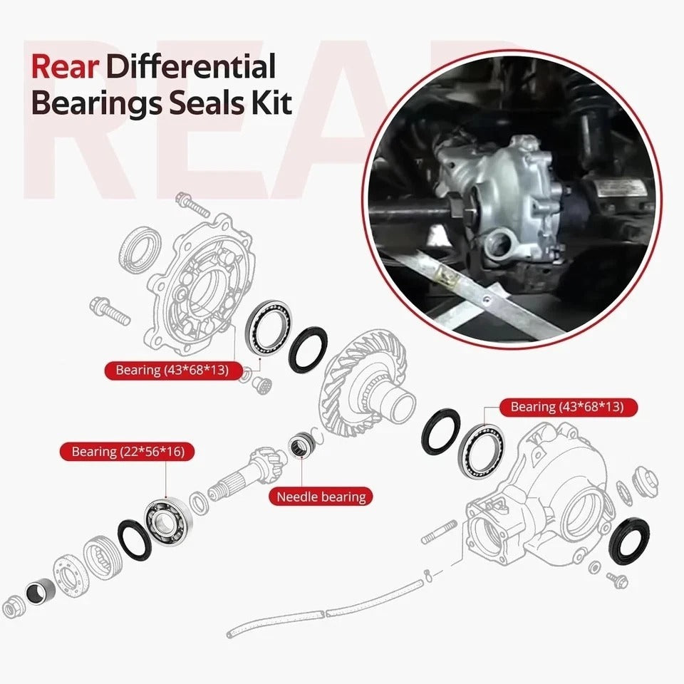 Rear Differential Bearings Seals Kit for FourTrax 300 TRX300 TRX300FW 2x4 4