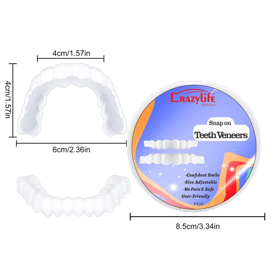 Smile Snap On Upper + Lower False Teeth Dental Veneers Denture Tooth Cover Set