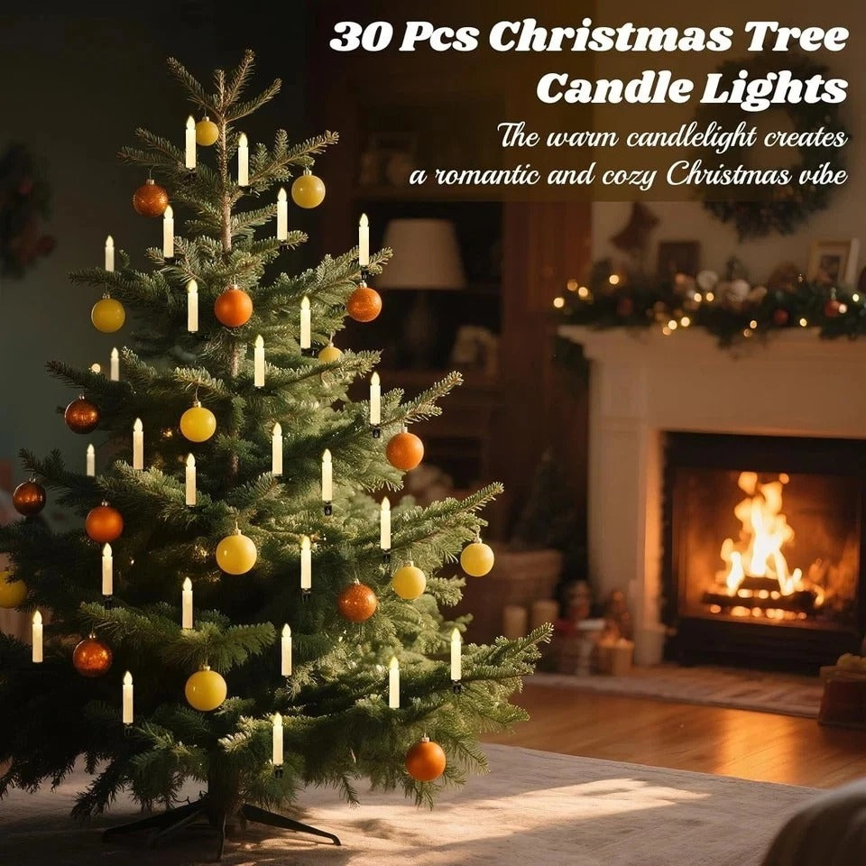 Christmas Tree Candle Lights 30 LED, Flickering Clip on Flameless Candles with T
