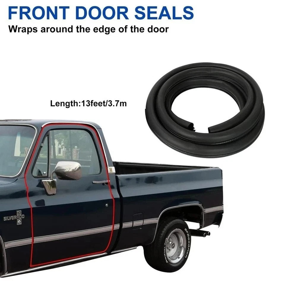 GMC Truck Front Door Window Run Sweep Felts Weatherstrip Seals Kit Set for Chevy