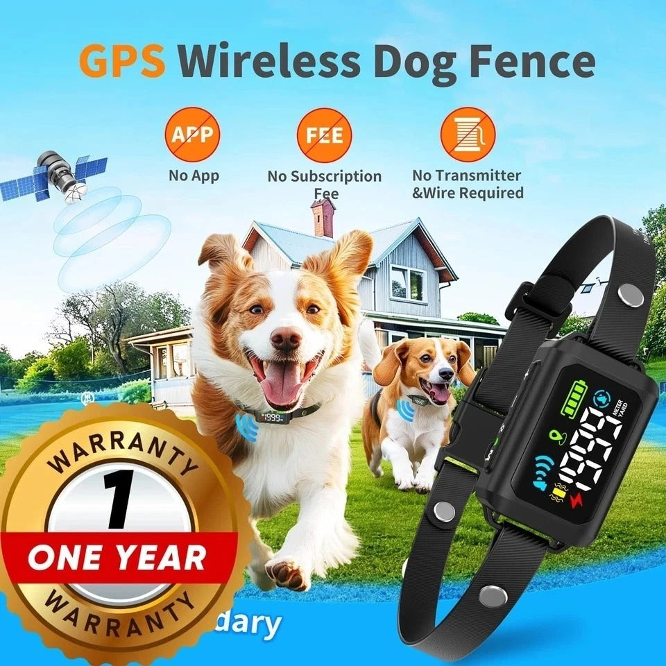 GPS Dog Tracker Collar with Wireless Fence – Waterproof, Rechargeable & Adjus...