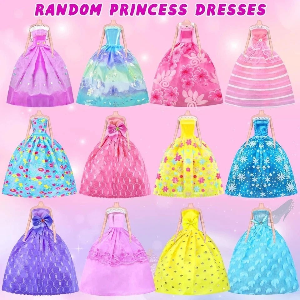 135 Pcs Doll Clothes and Accessories with Doll, Princess Gowns, Fashion Dresses,