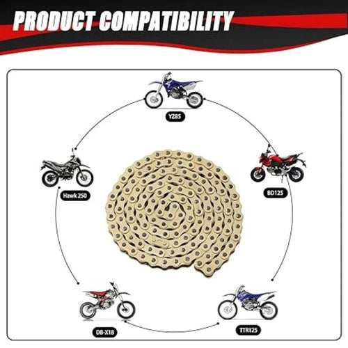428 Motorcycle Chain 132 Link Gold with Chain Breaker for TTR125 TTR225-132