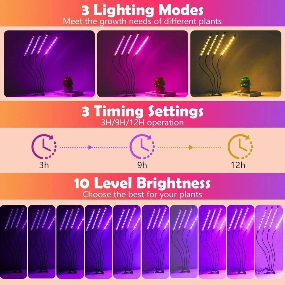 4 Heads LED Grow Light Plant Growing Lamp Light for Indoor Plants Full Spectrum