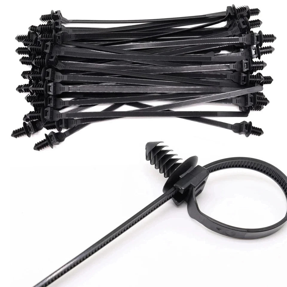 Push Mount Zip Ties 8 inch Cable Zip Tie Black Wire Tie with Push Pin Fir Tre.