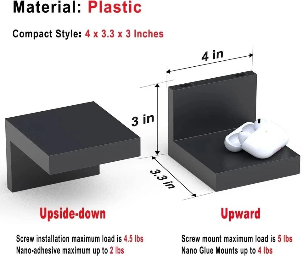 Versatile Black Floating Shelves (4x3.3x3) - 7-Pack with Easy Installation
