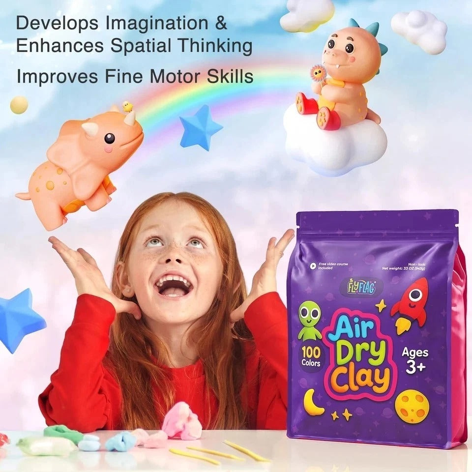Air Dry Clay - 100 Colors, Ultra Light and Soft, Non-Toxic Modeling Clay for Kid