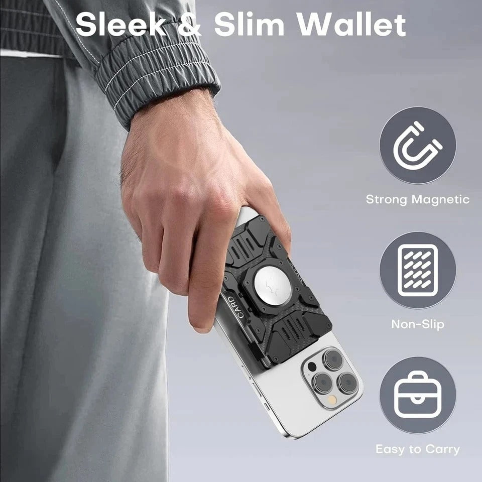 Slim Minimalist Wallet for Men - RFID Proof, Airtag Holder, Magnetic Card Holder