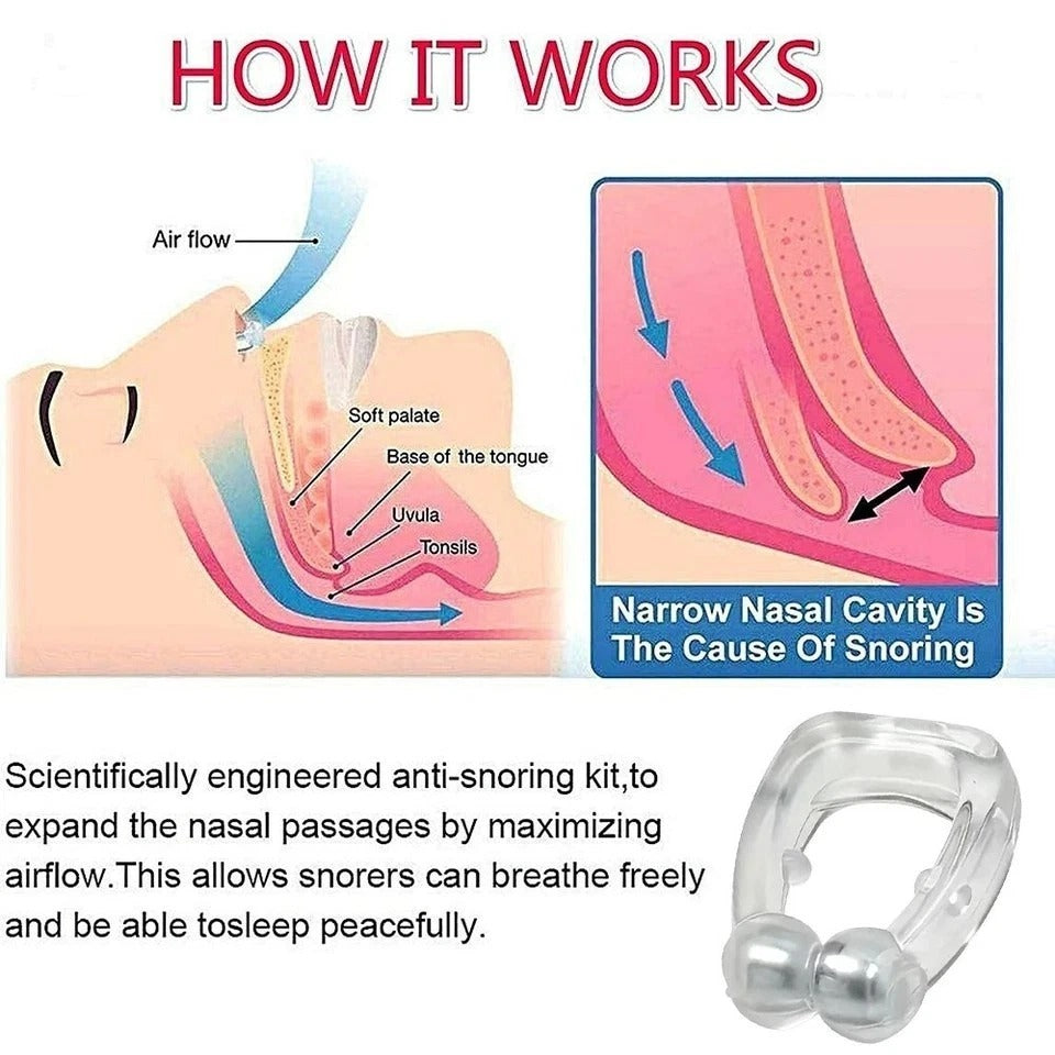 4Pcs Magnetic Nasal Clip Nose Relief Snoring Improve Sleep Quality