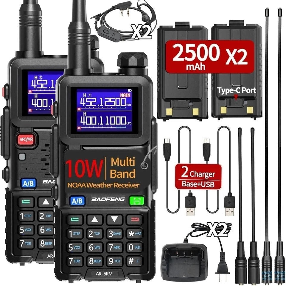 2 Pack BAOFENG Ham Radio Long Range 10W Walkie Talkies USB-C Rechargeable 999CH