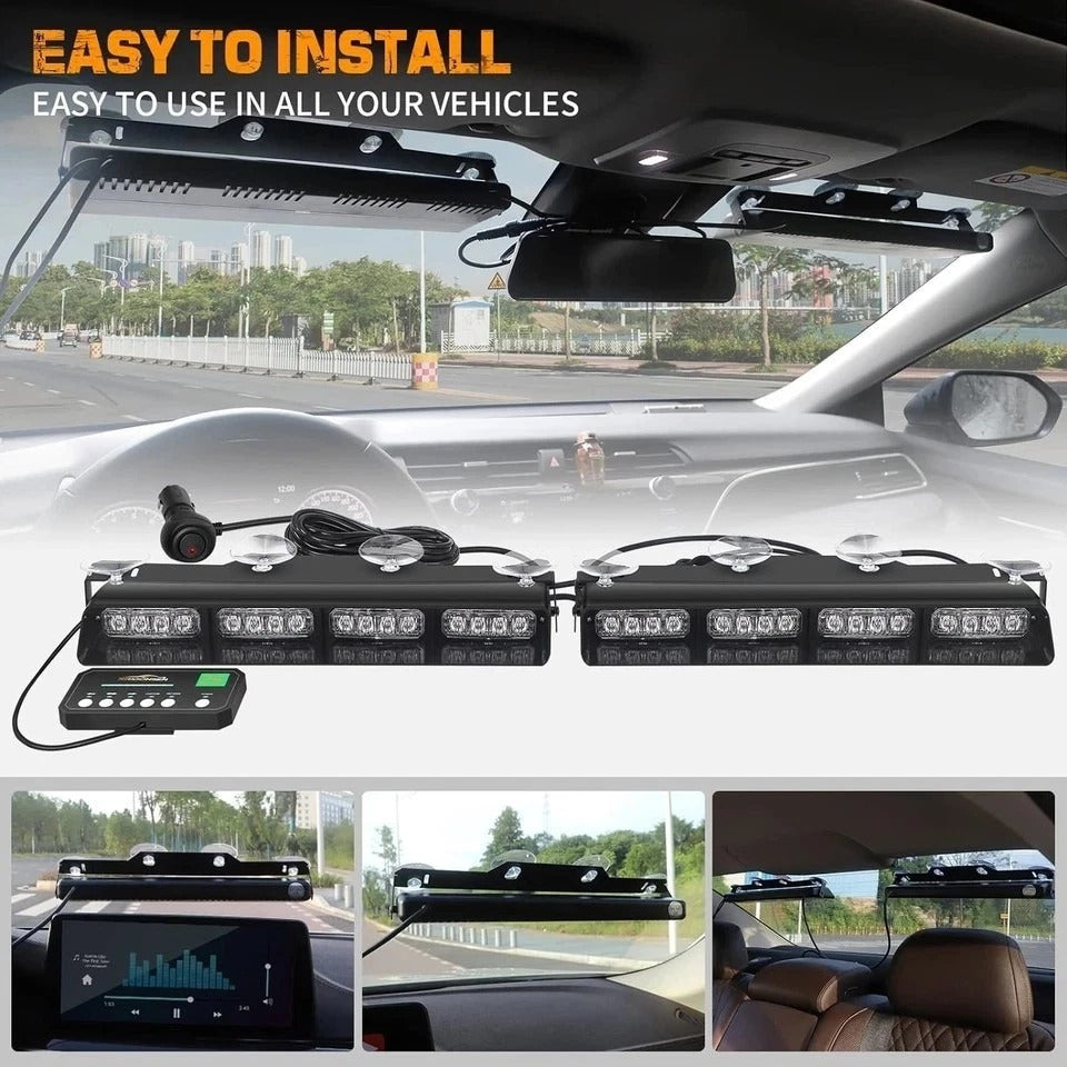 Green White Emergency Dash Strobe Lights Safety Flashing Warning Interior Front/