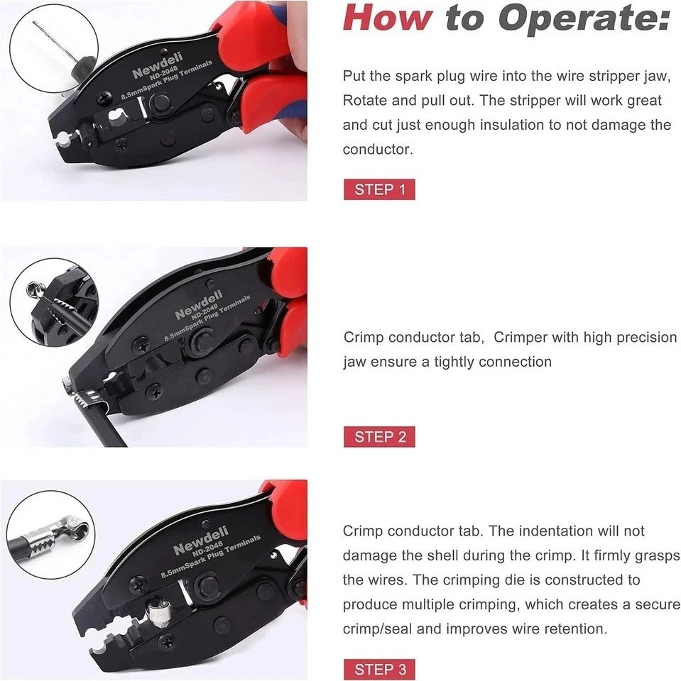 Spark Plug Wire Crimper, Newdeli Crimping Pliers for Spark Plug Stripping Tool,