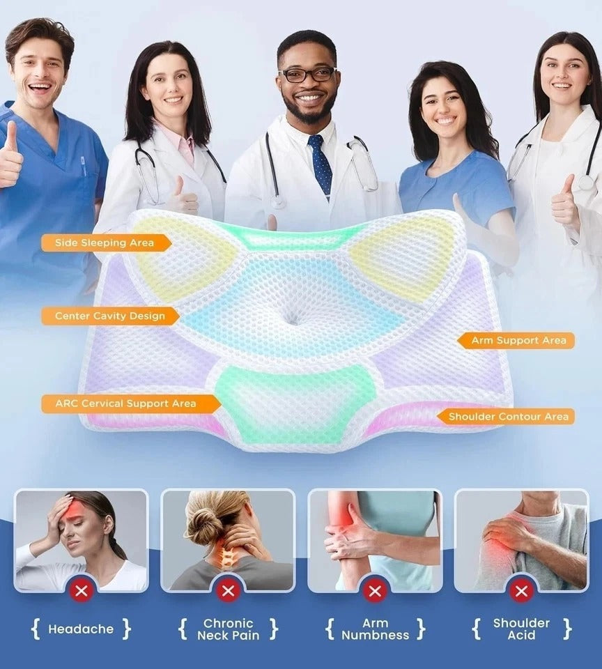 Cervical Pillow for Neck Pain Relief, Adjustable Memory Foam Support