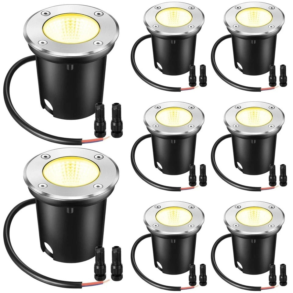 8 Pcs 3W LED Well Lights Low Voltage Outdoor Landscape In Ground Waterproof O...