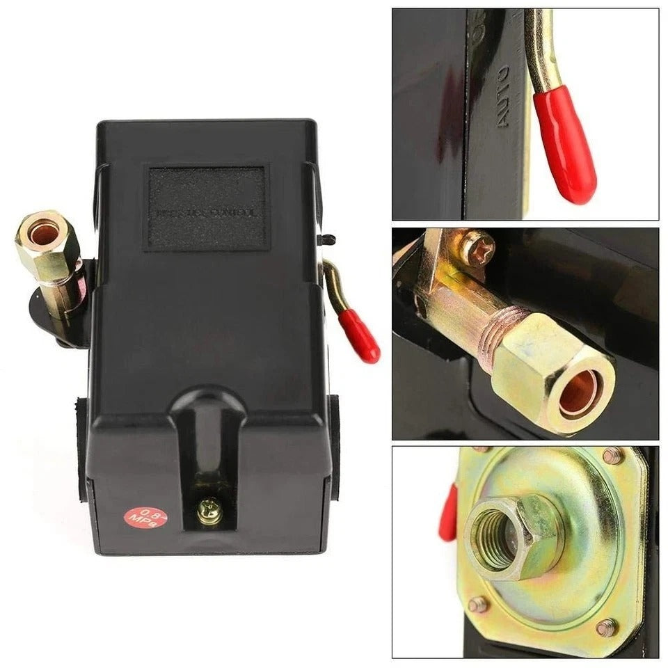 Air Compressor Pressure Switch Control 95-125 PSI 20A 220V, Universal Heavy...