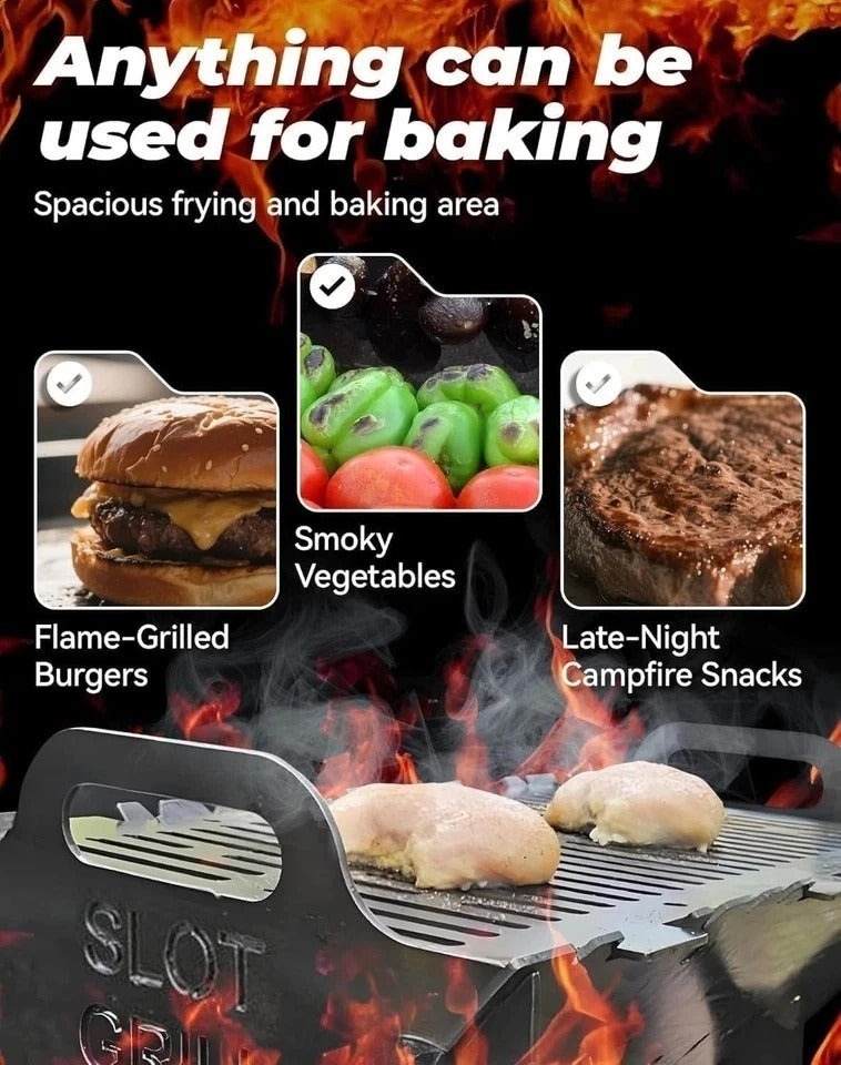 Slot Grill - Collapsible BBQ Grill For Easy Storage Steel, Stainless Steel Slot