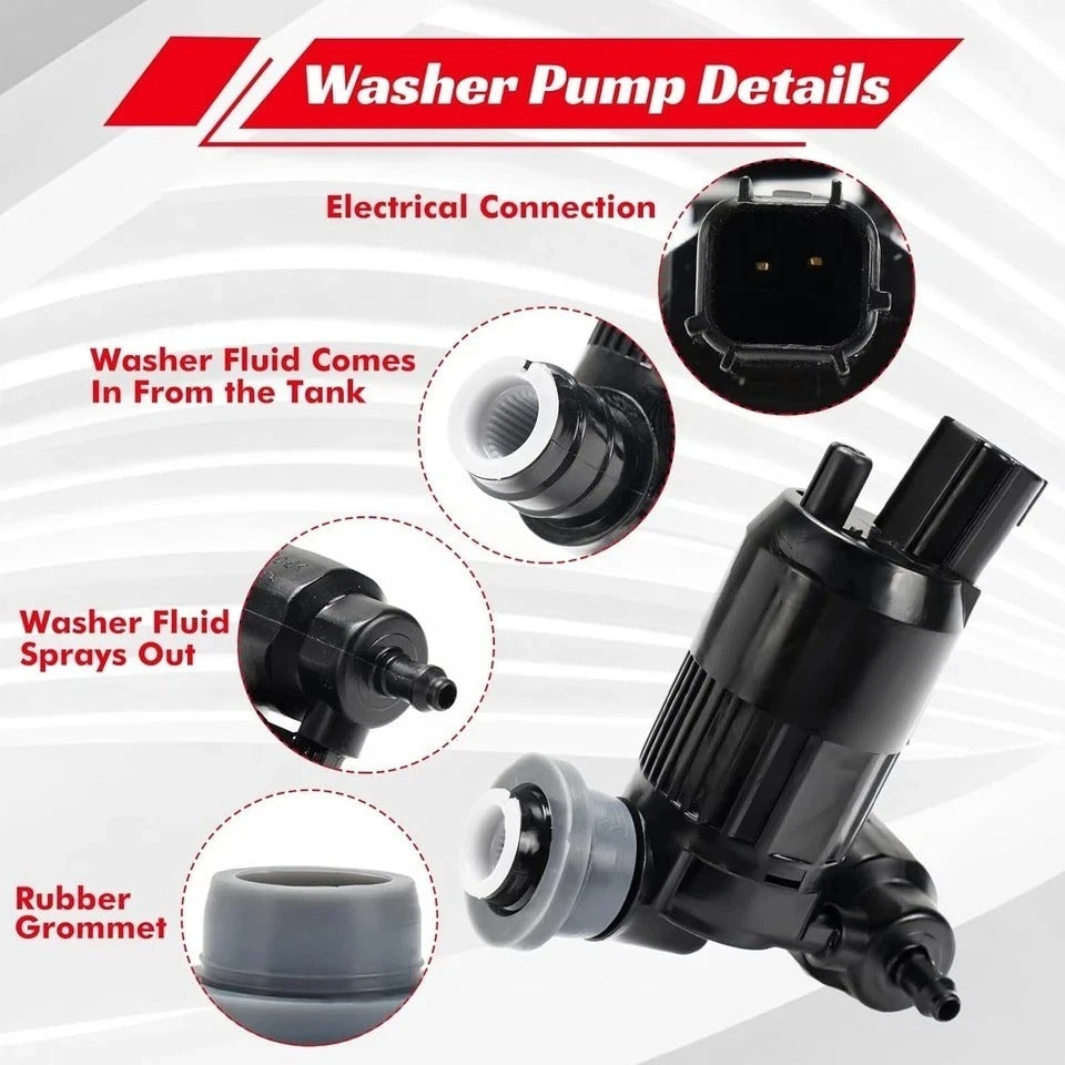 Windshield Washer Pump - Replacement for Explorer, Edge, Fiesta, Flex, Monde