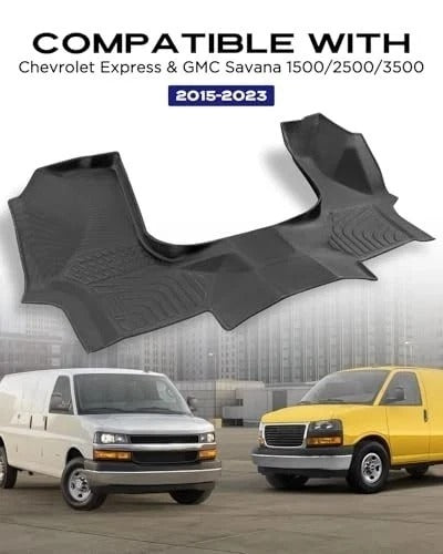 Car Floor Mat for Chevy Express: TPE Black Rubber Front Liner - Van