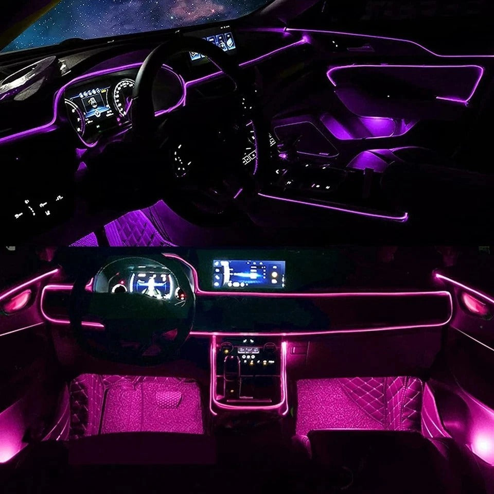 RGB Interior Ambient Light Kit 6-in-1 Fiber Optic APP & Remote Control