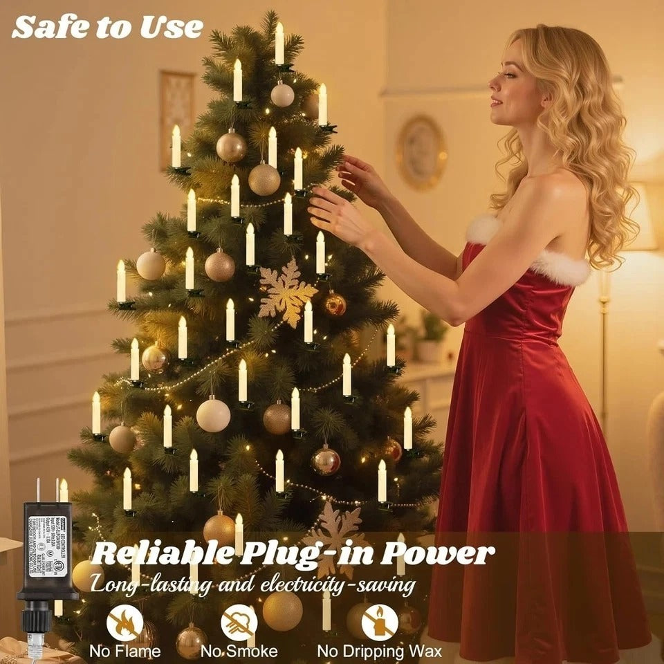 Christmas Tree Candle Lights 30 LED, Flickering Clip on Flameless Candles with T