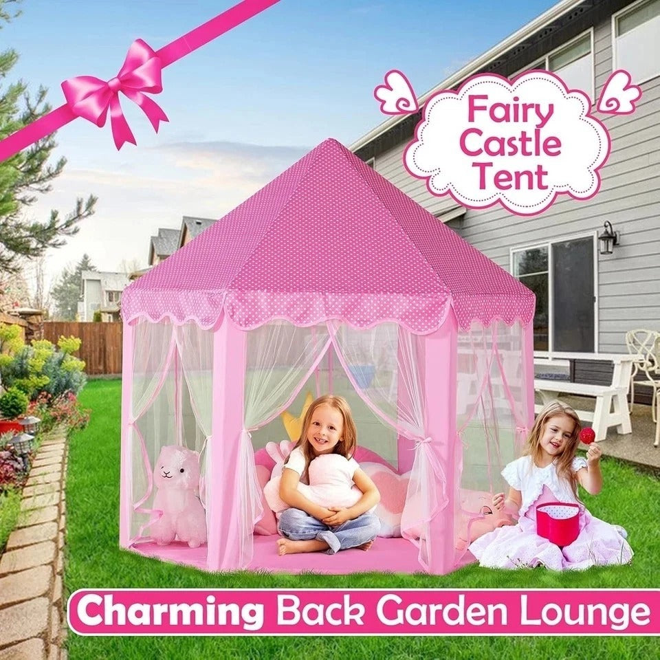 Princess Castle Play Tent for Girls Large Kids Play Tents Hexagon Playhouse w...