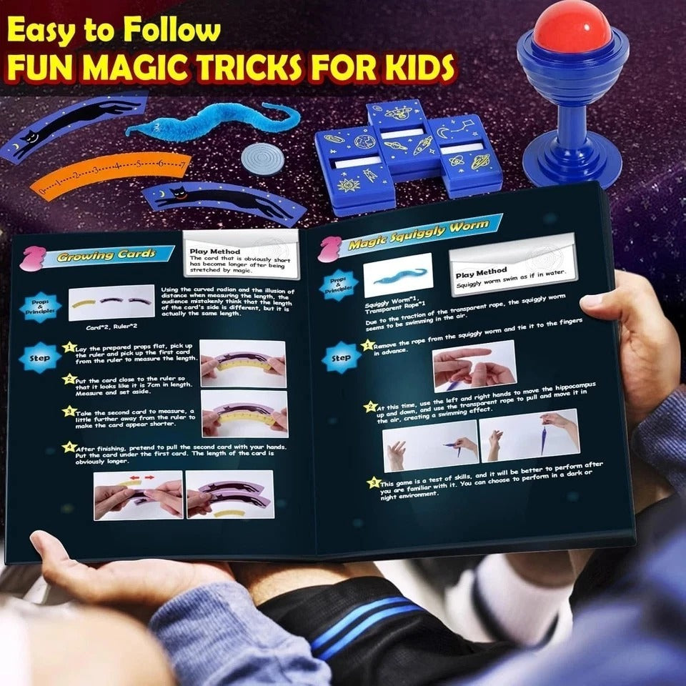 Kids Magic Kit, Magician Costume for Pretend Play, Magic Set with Instructions f