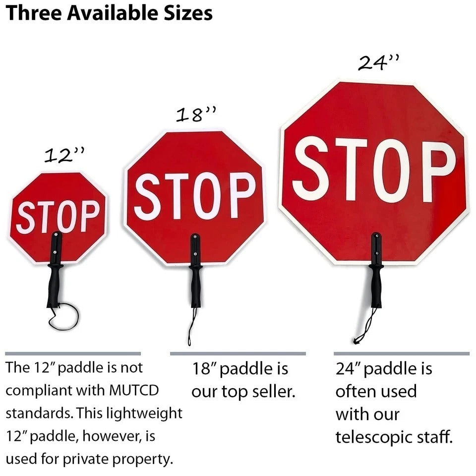 18 x 18 inch Handheld “STOP - SLOW” Paddle Sign with Handle, Double-Sided, Sc...