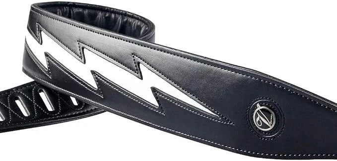 Guitar Strap With Lightning Bolt For Electric Guitars/bass, Leather Adjust