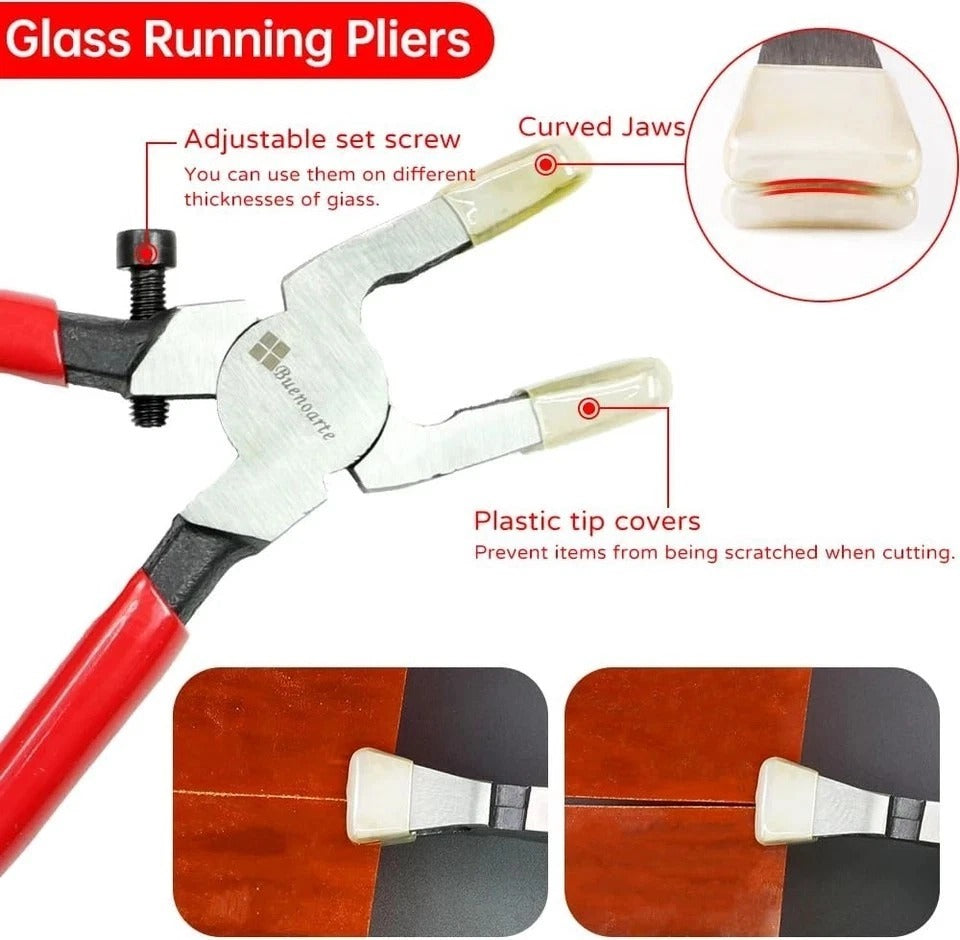 Professional 21Pcs Stained Glass Tool Kit，Heavy Duty Glass Running Breaking Plie
