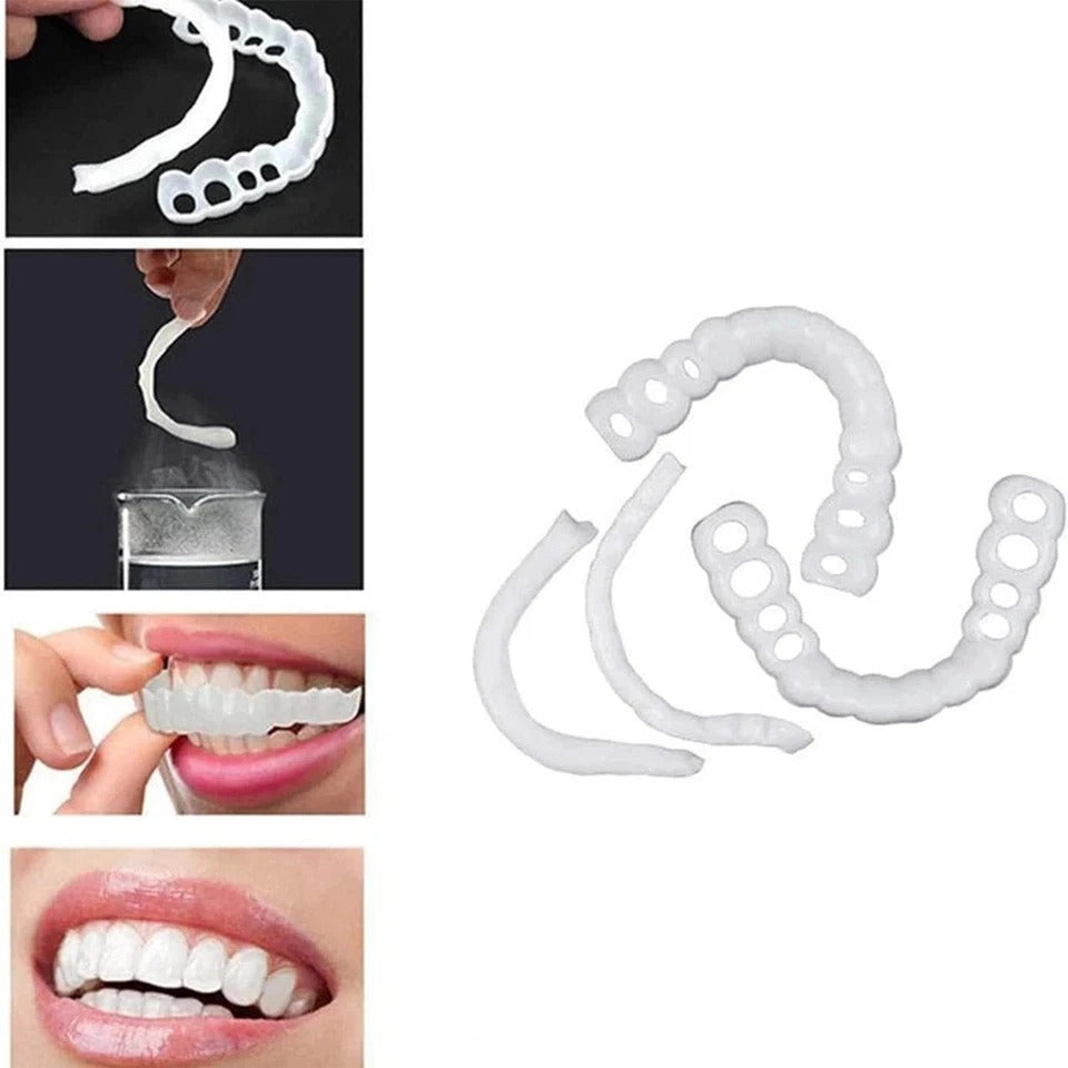 Smile Snap On Upper + Lower False Teeth Dental Veneers Denture Tooth Cover Set