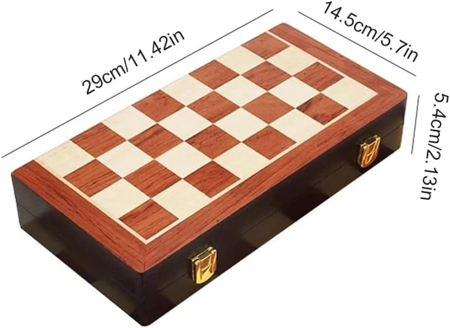 Vintage Chess Set,Wood Chess Board with Storage,Metal Chess Pieces, Classic Game